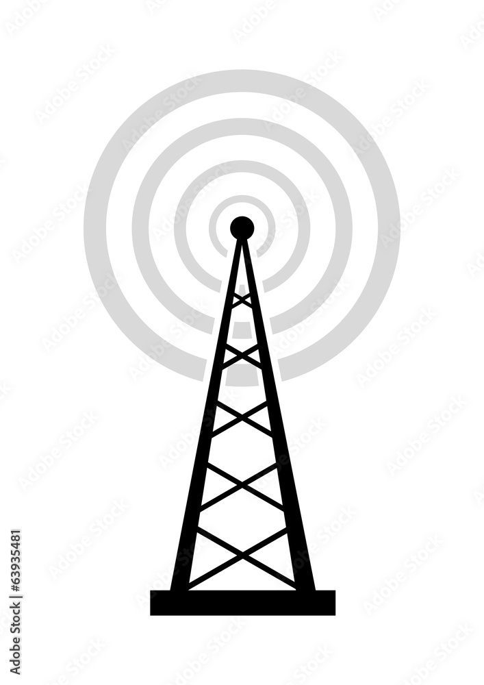 Black transmitter icon on white background Black transmitter icon on white background