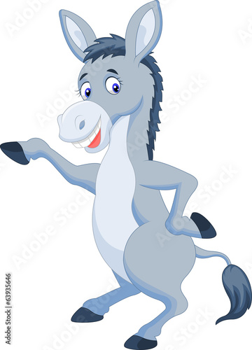 Cute donkey cartoon waving hand