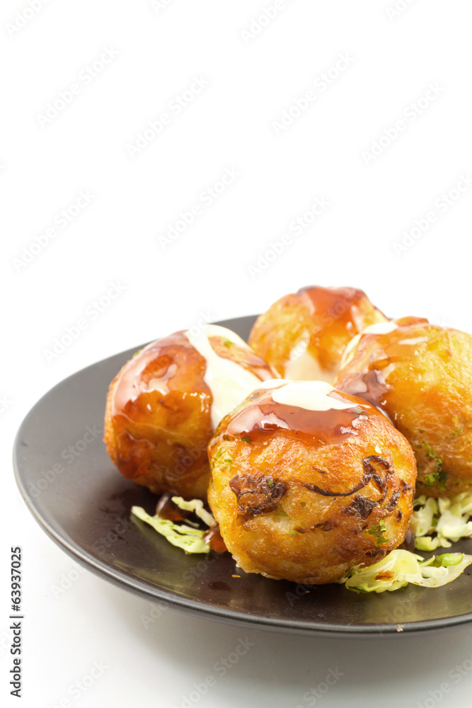 Japanese snack food, close up of Takoyaki Japanese snack food, close up of Takoyaki