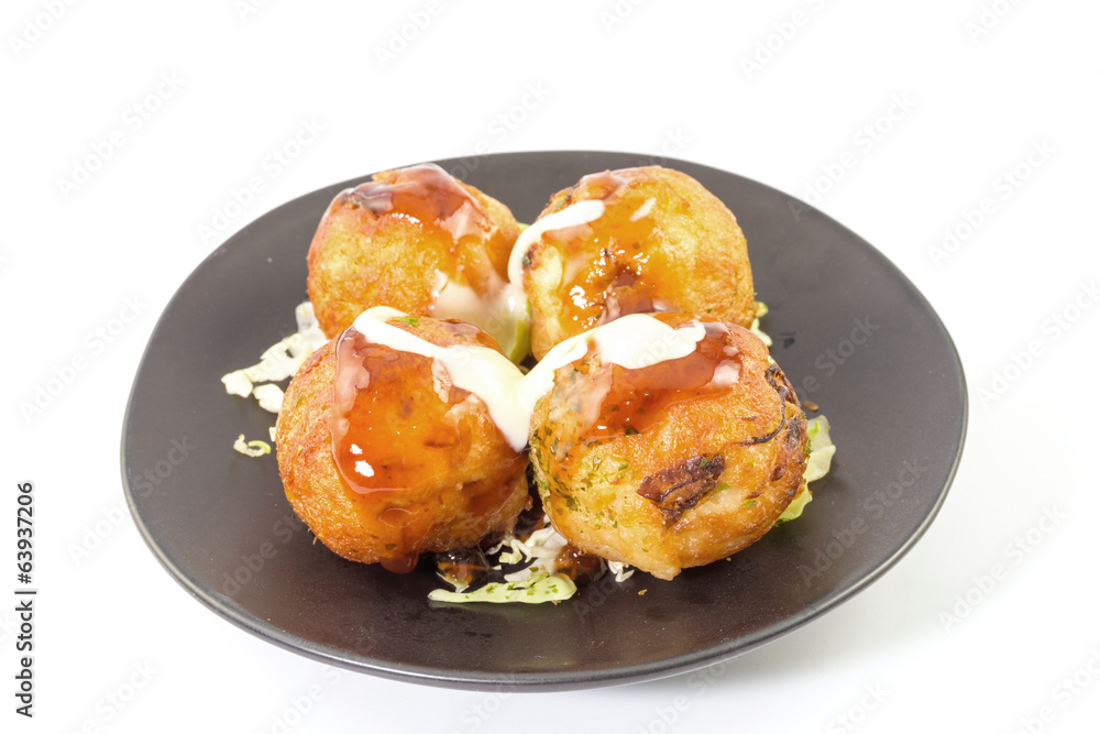 Japanese snack food, close up of Takoyaki Japanese snack food, close up of Takoyaki