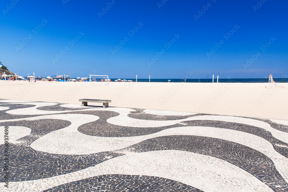 Fototapeta premium Copacabana with mosaic of sidewalk in Rio de Janeiro