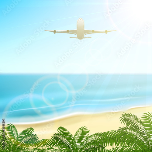 Plane over palms