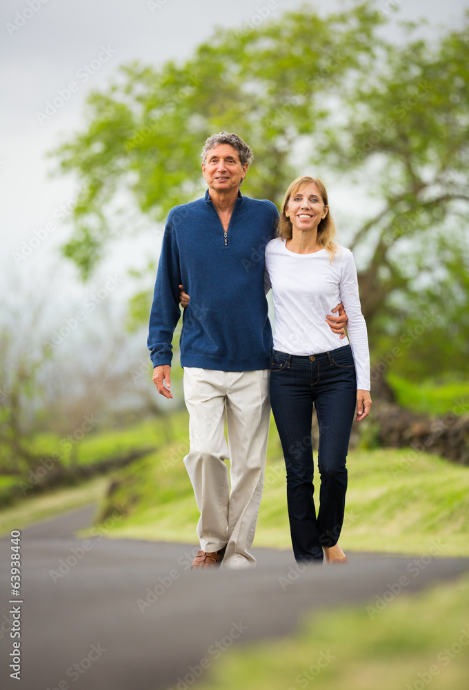 Mature middle age couple in love walking