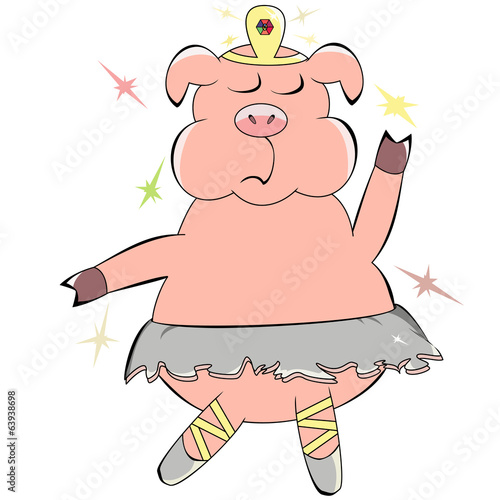 Illustration of cartoon character big ballerina on a white backg