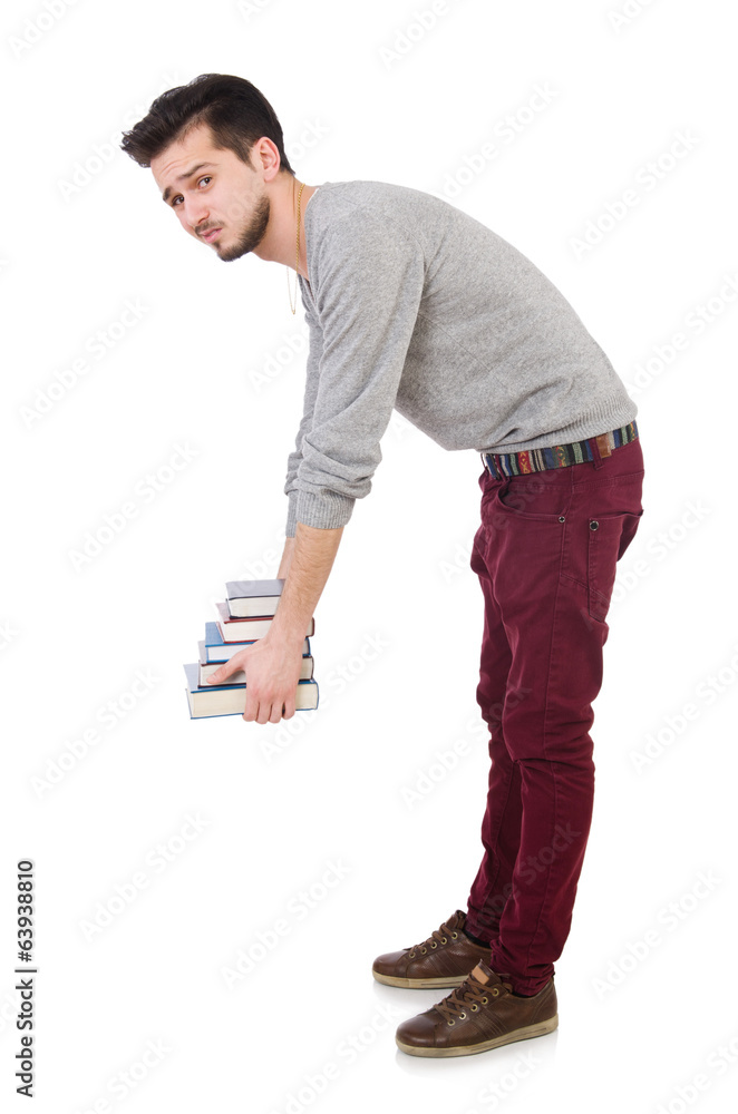 Naklejka premium Young student isolated on the white background