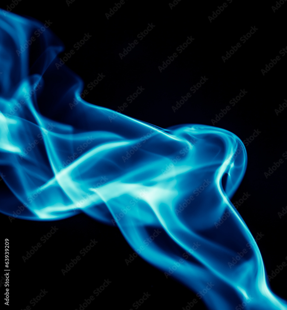 Plakat blue smoke on black background