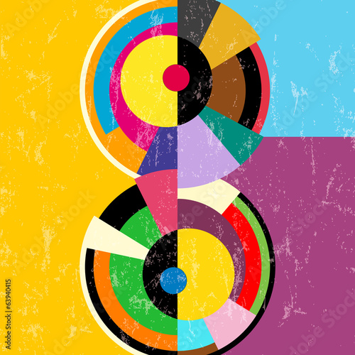 abstract background, vintage/retro geometric design, with circle