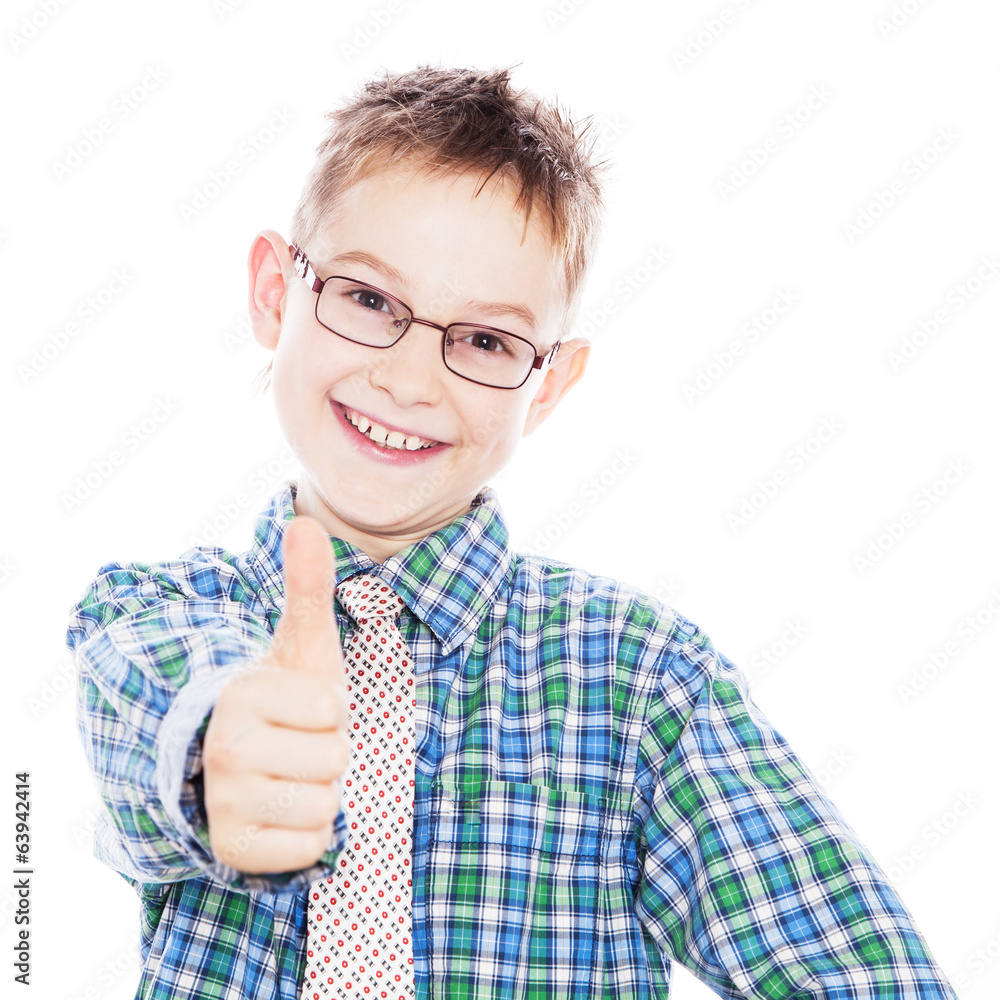 Portrait of happy boy showing thumbs up gesture Portrait of happy boy showing thumbs up gesture