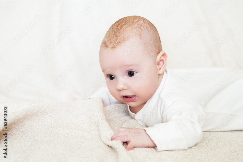 Bright closeup portrait of adorable baby
