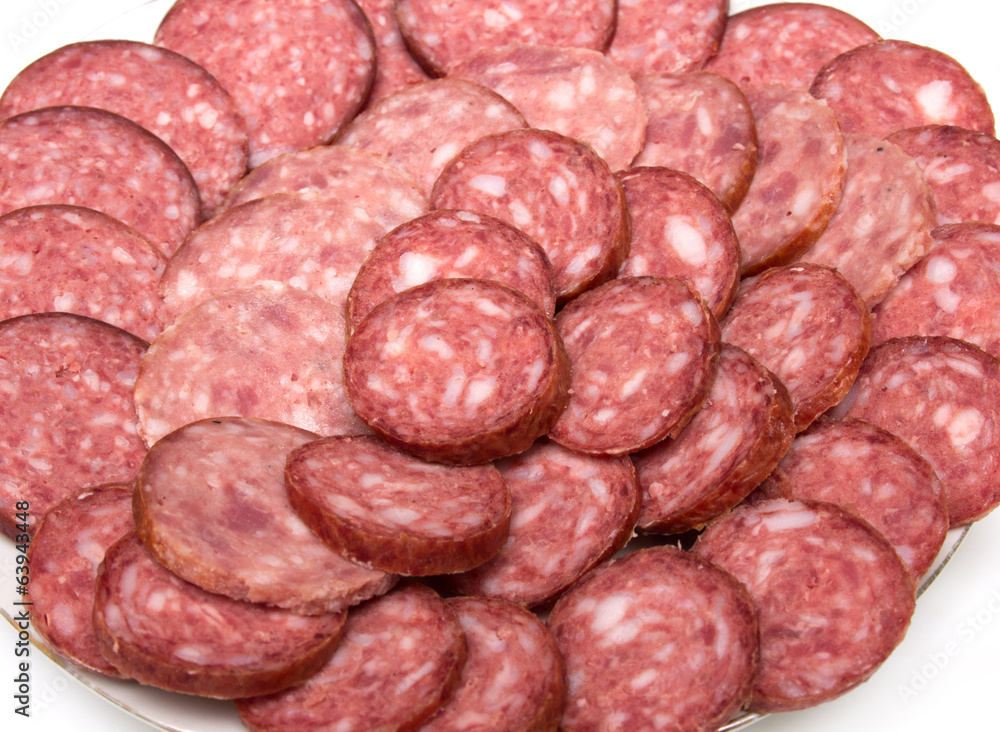 sliced ​​sausage on a plate