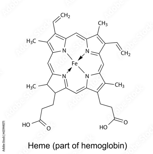 Structural chemical formula of  heme molecule