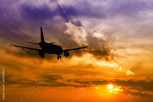 Beautiful view of silhouette of airplane