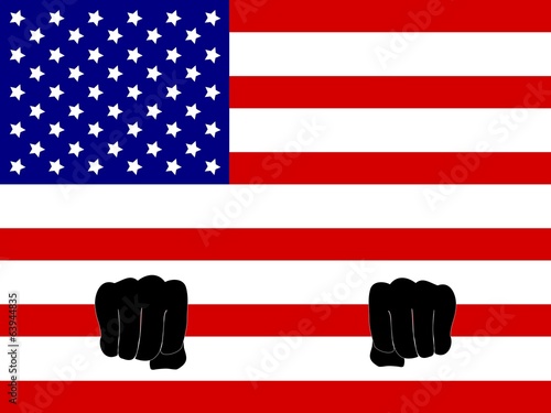 AMERICA BANDIERA SBARRE PUGNI