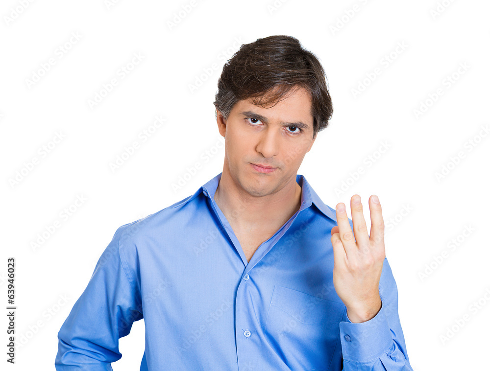 Third place sucks. Upset man showing three fingers Third place sucks. Upset man showing three fingers