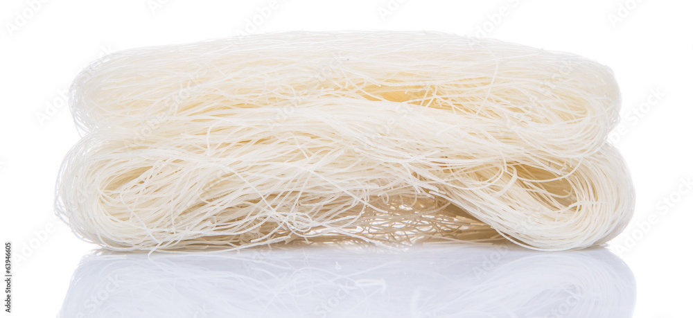 Rice vermicelli over white background Rice vermicelli over white background