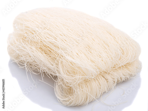 Valokuva Rice vermicelli over white background