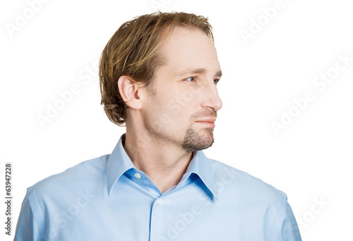 side view headshot handsome young man on white background