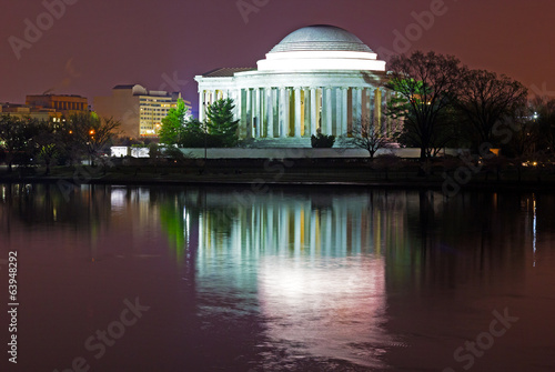 Thomas Jefferson Memorial at predawn in spring.