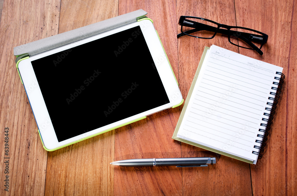 empty tablet and notebook empty tablet and notebook