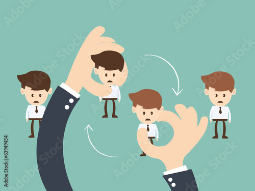 Business hand  hold  businessman Job rotation