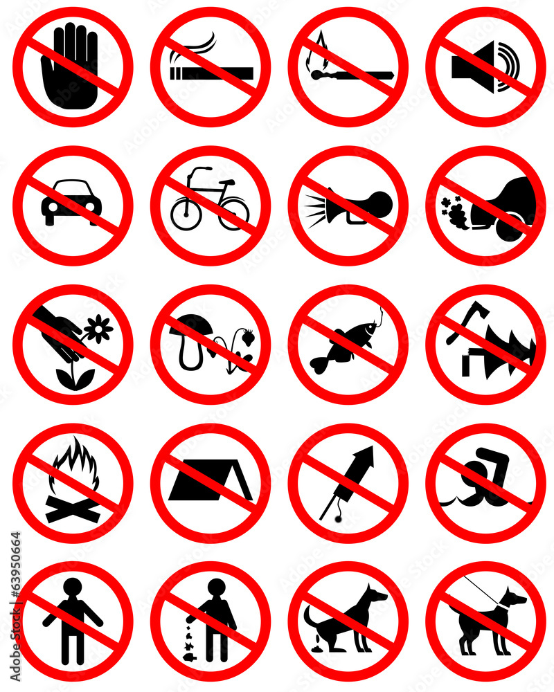 Set of icons forbidding Set of icons forbidding