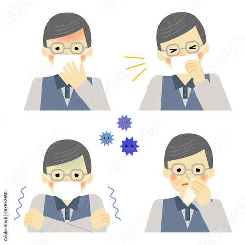 風邪の症状　シニア男性 / vector eps