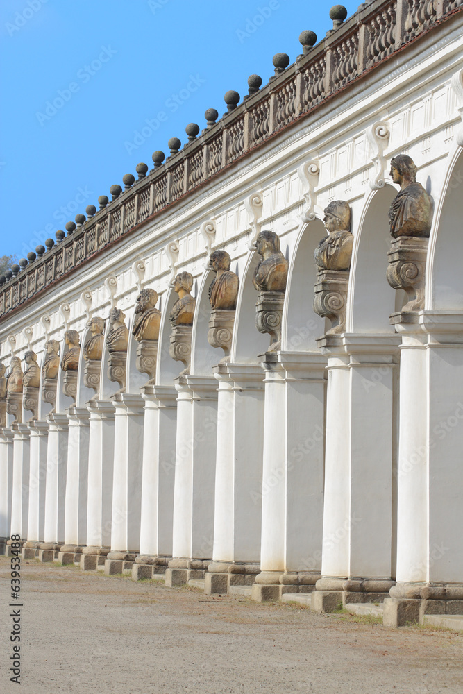 Front of the great colonnade in Kromeriz, Czech Republic