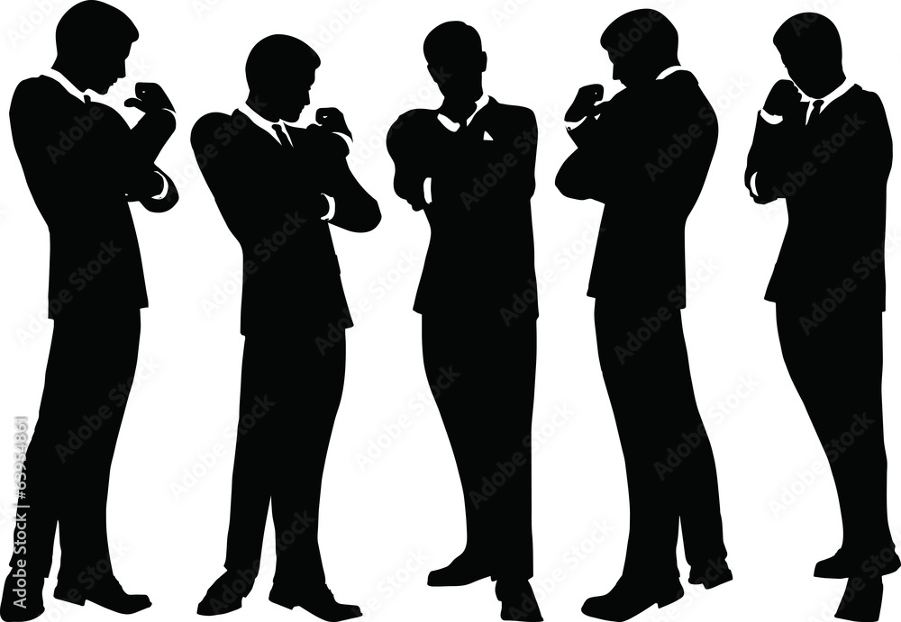 business people standing silhouette