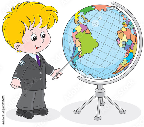 Schoolboy and globe