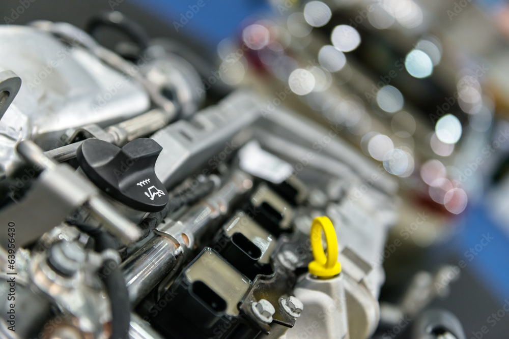 Detail photo of a car engine Detail photo of a car engine