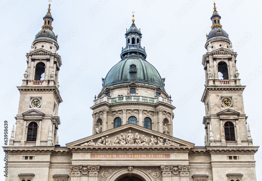 Close up at St. Stephen's Basilica, Budapest, Hungary