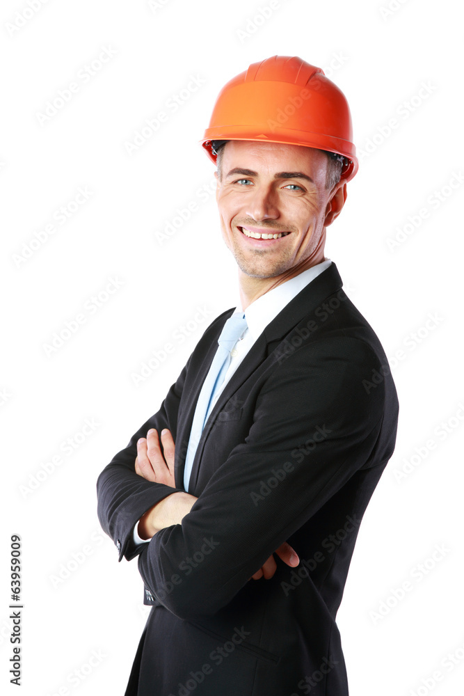 Businessman with construction helmet Businessman with construction helmet
