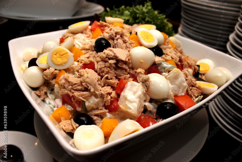 salad with tuna, eggs and vegetables. salad with tuna, eggs and vegetables.