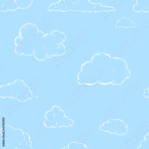 Seamless Pattern of Sketch Clouds
