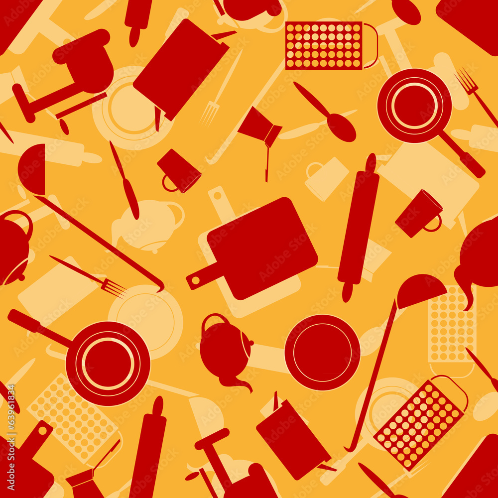 Obraz premium Seamless pattern with kitchen utensils