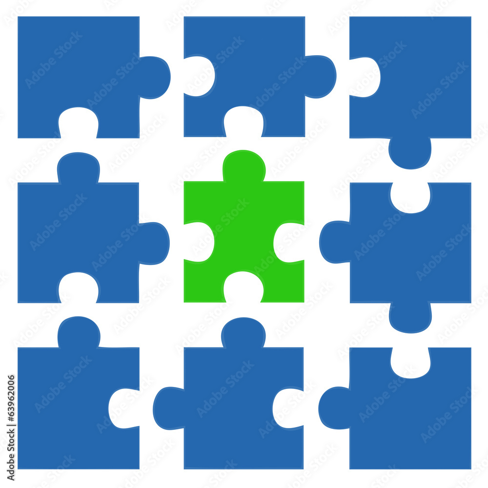 Teamwork Cooperation - blue and green puzzle 3 - g851 Teamwork Cooperation - blue and green puzzle 3 - g851