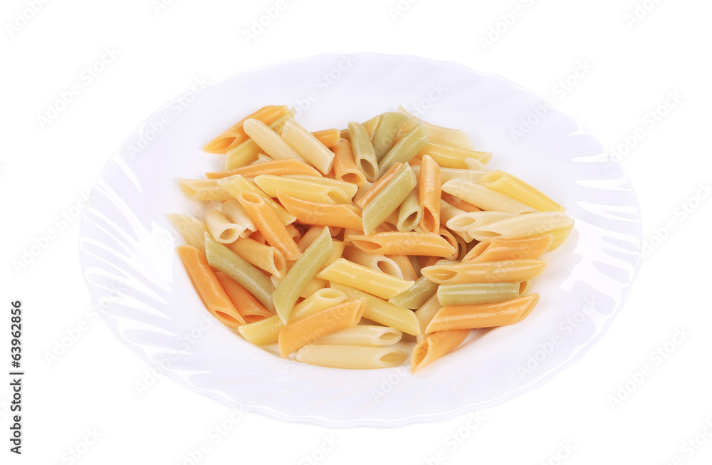 Colorful penne pasta.