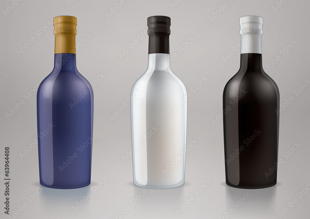 Vector blank alcohol bottles for new design liquor or port wine Vector blank alcohol bottles for new design liquor or port wine