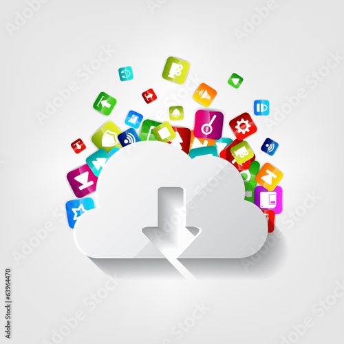 Cloud download icon. Application button.