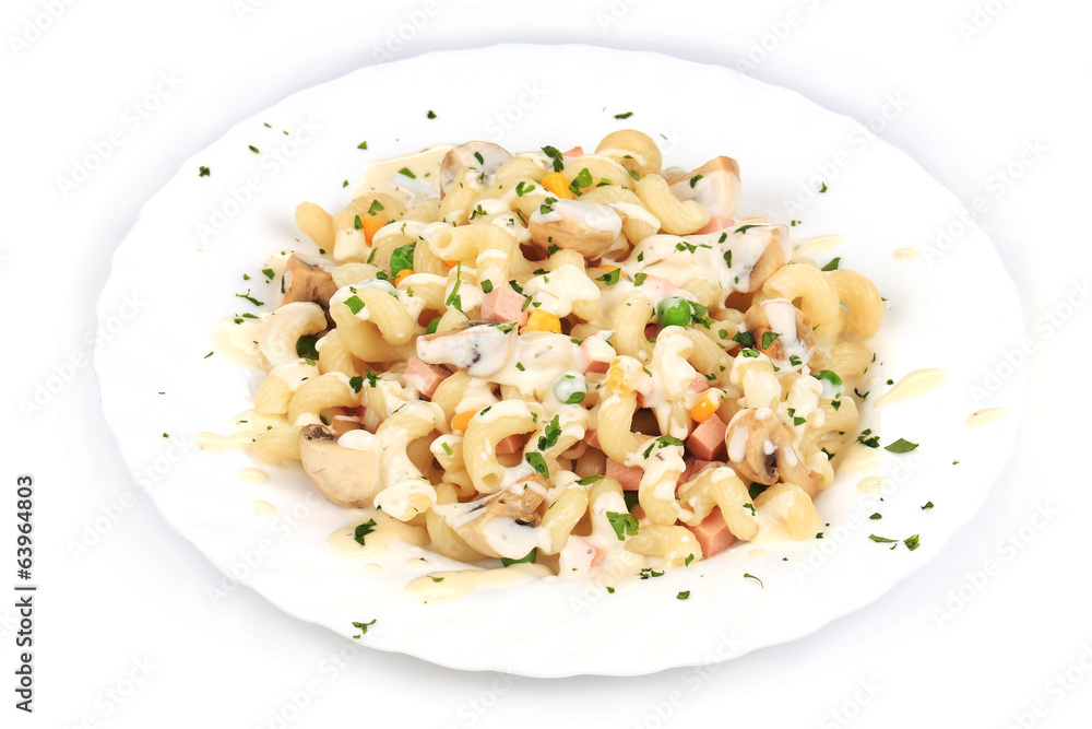 Pasta with mushrooms and white sauce. Pasta with mushrooms and white sauce.