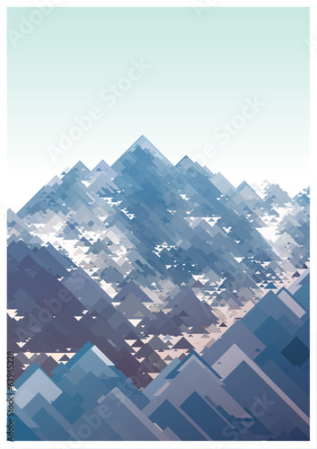 Mountains, vector geometric illustration consisting of triangles