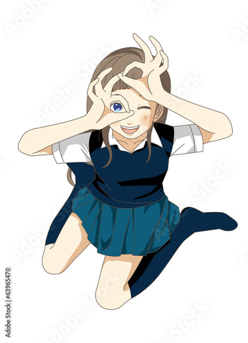 女の子　見上げる