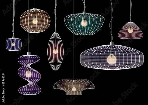 modern wire-frame hanging lamp