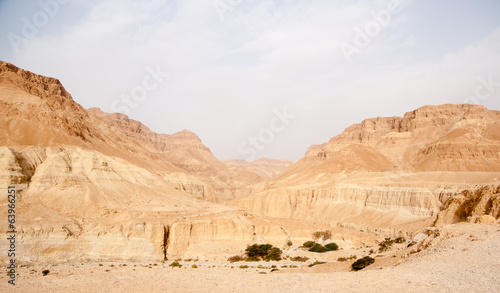 Hiking and climbing in judean desert near dead sea israel
