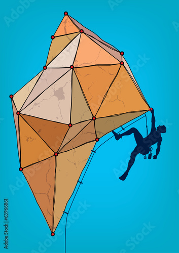 Rock climber. Template for design poster