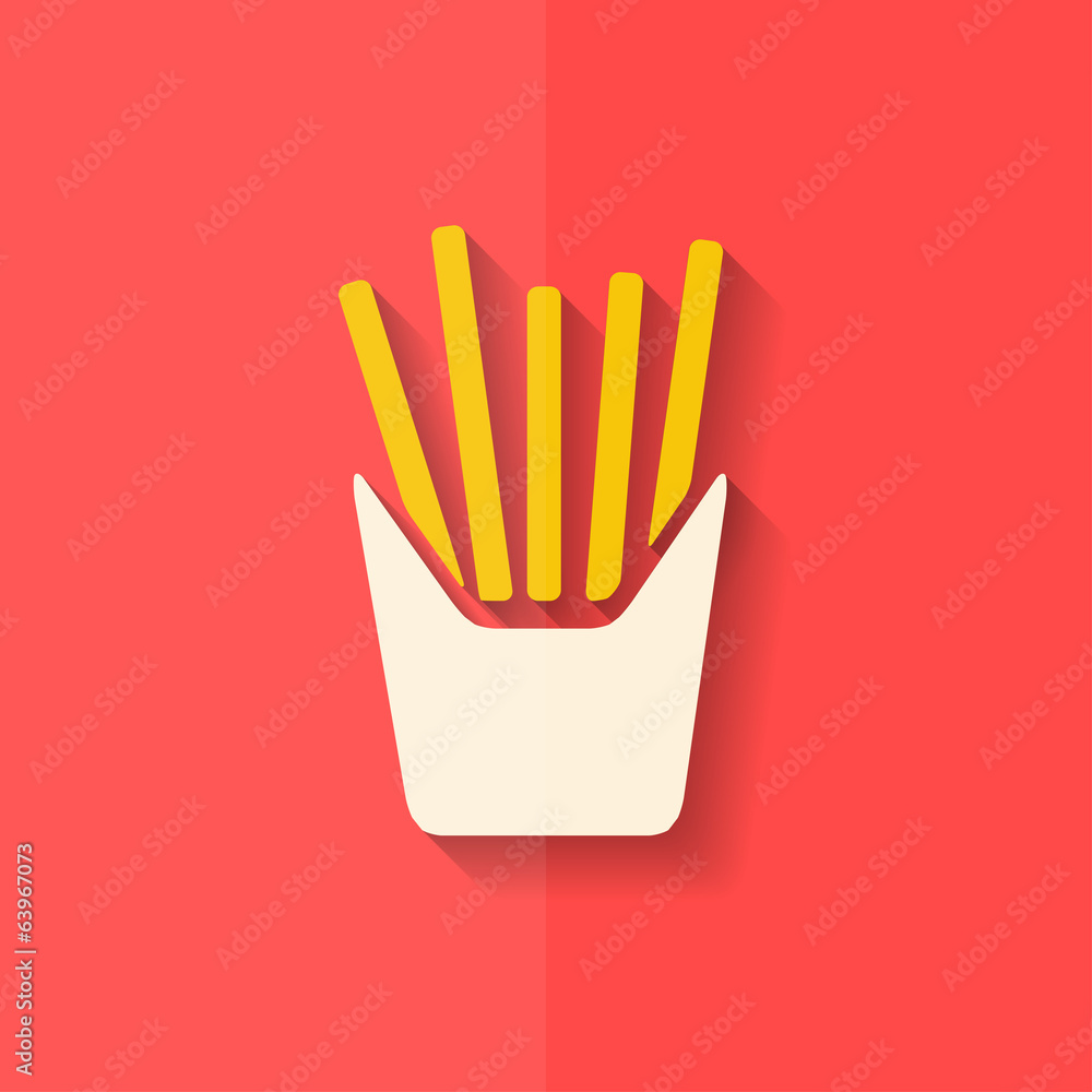 Fried potatoes icon. Flat design. Fried potatoes icon. Flat design.