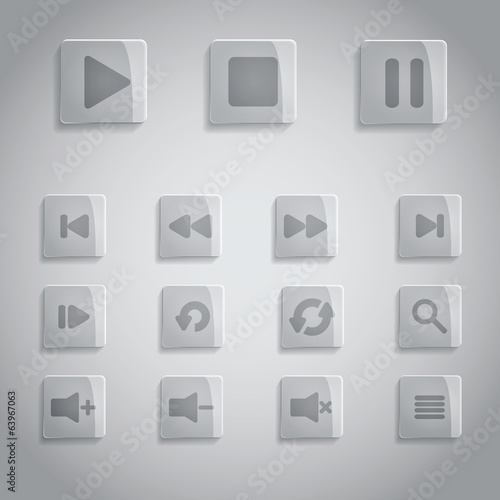 Glossy grey player buttons bar © pencilman