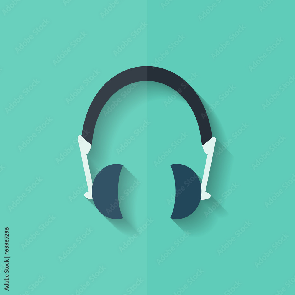 Headphones icon. Musical accessory. Flat design. Headphones icon. Musical accessory. Flat design.