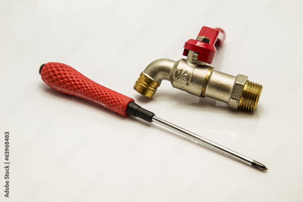 Faucets and screwdriver Faucets and screwdriver