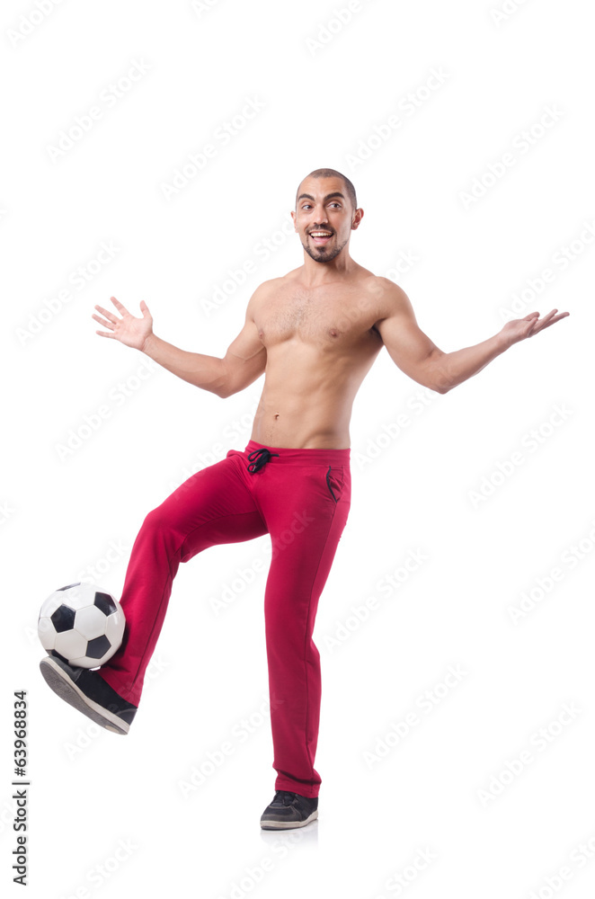 Young football player isolated on white Young football player isolated on white
